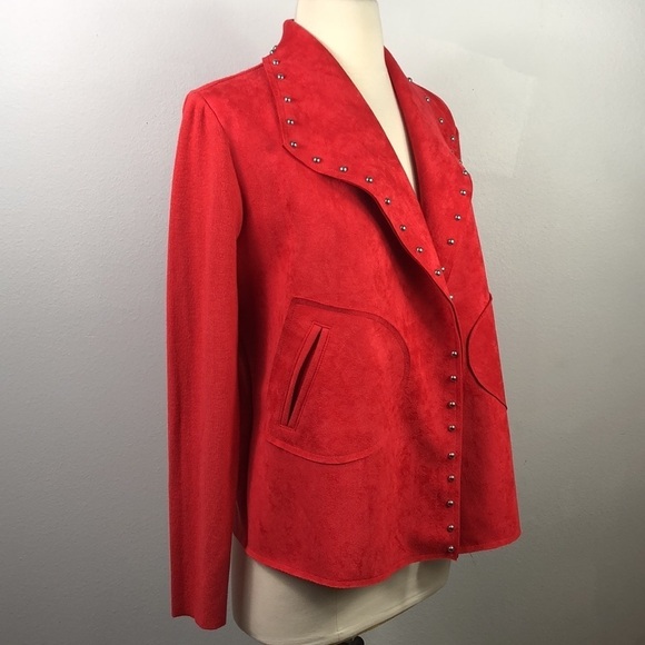 NWT New Sioni Crop Jacket Red Studded Soft Suede Medium - Picture 5 of 13